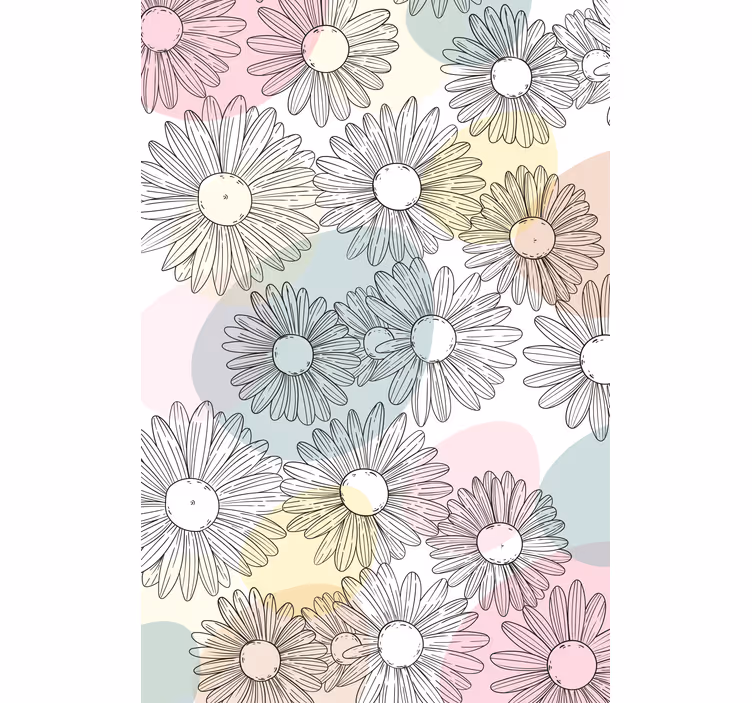 Cortina roller floral margaritas y tonos pastel - TenVinilo