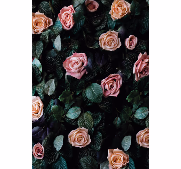 Cortina roller floral patrón de rosas realistas - TenVinilo