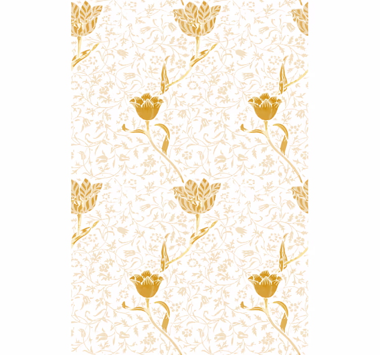 Cortina roller floral patrón elegante dorado - TenVinilo