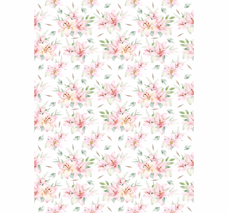 Estor floral Diseño floral de lirios de acuarela rosa - TenVinilo