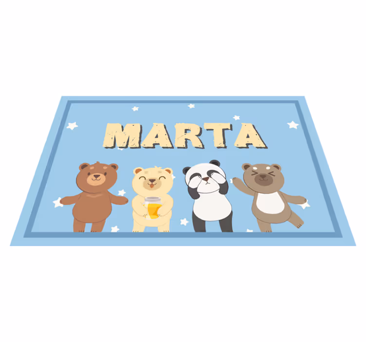 Mantel individual infantil con nombre y ositos - TenVinilo
