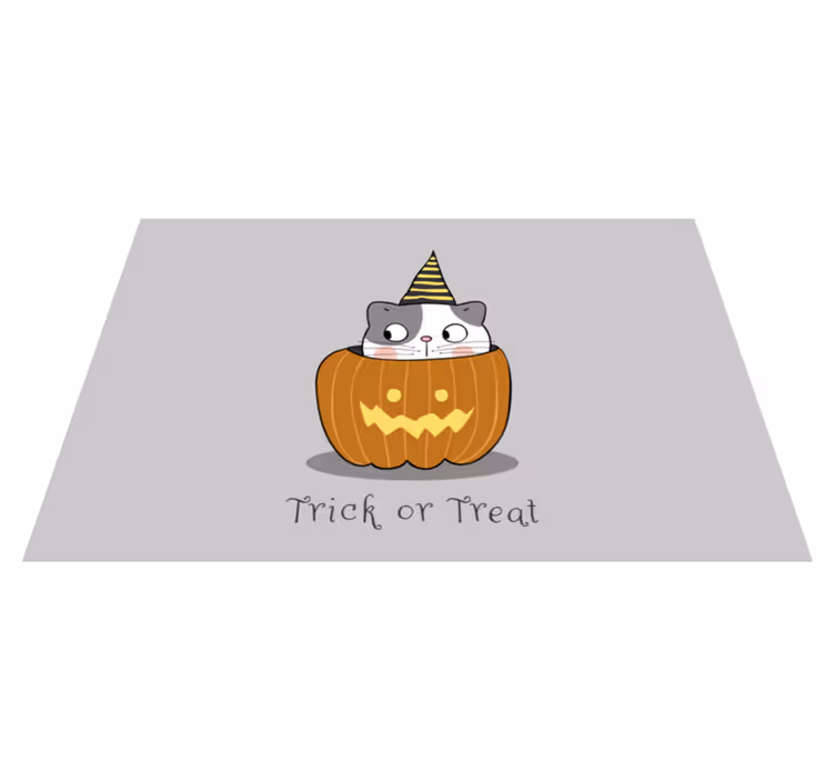 Individual mesa halloween gato en calabaza - TenVinilo