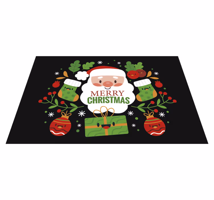Individual de mesa navideño ilustración de santa alegre - TenVinilo