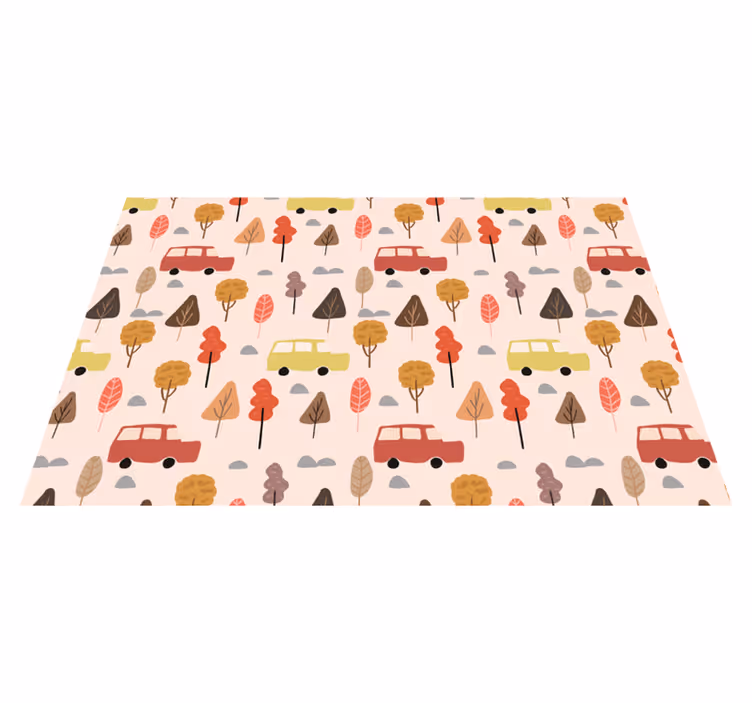 Individual de mesa infantil Árboles de coches coloridos - TenVinilo