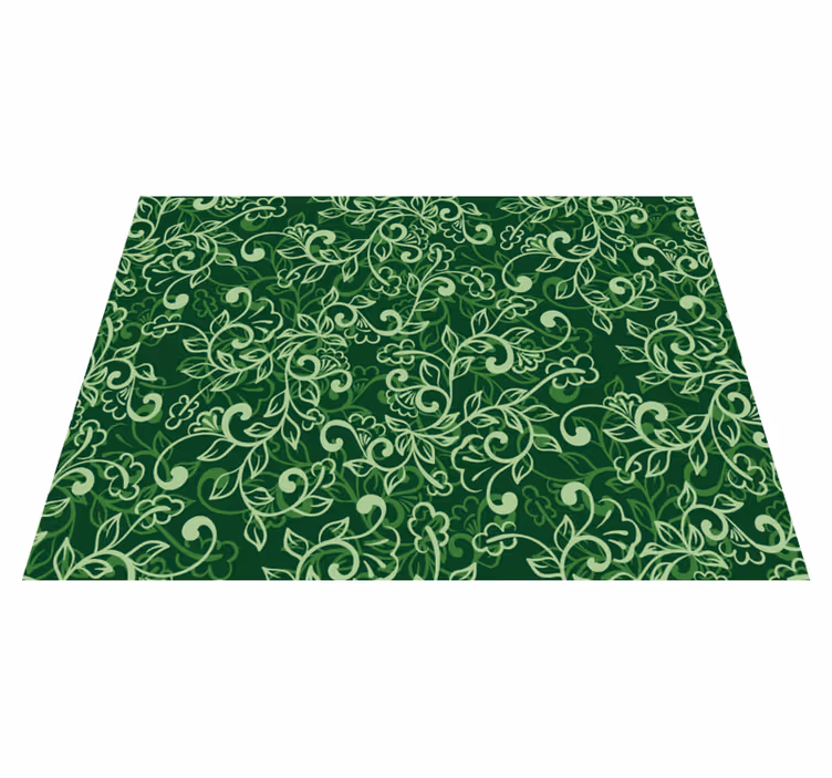 Mantel individual redondo Adorno floral verde - TenVinilo