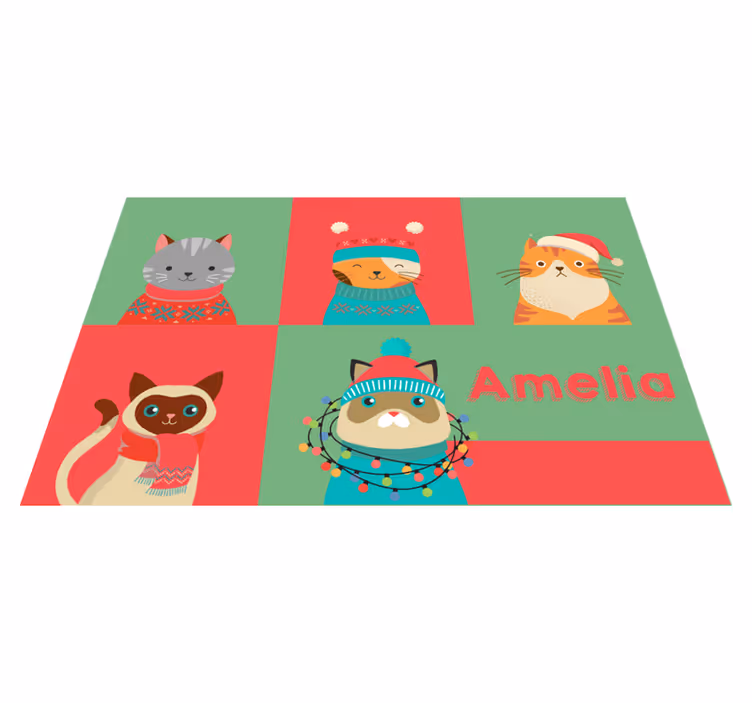 Mantel individual navideño Motivos de gato - TenVinilo