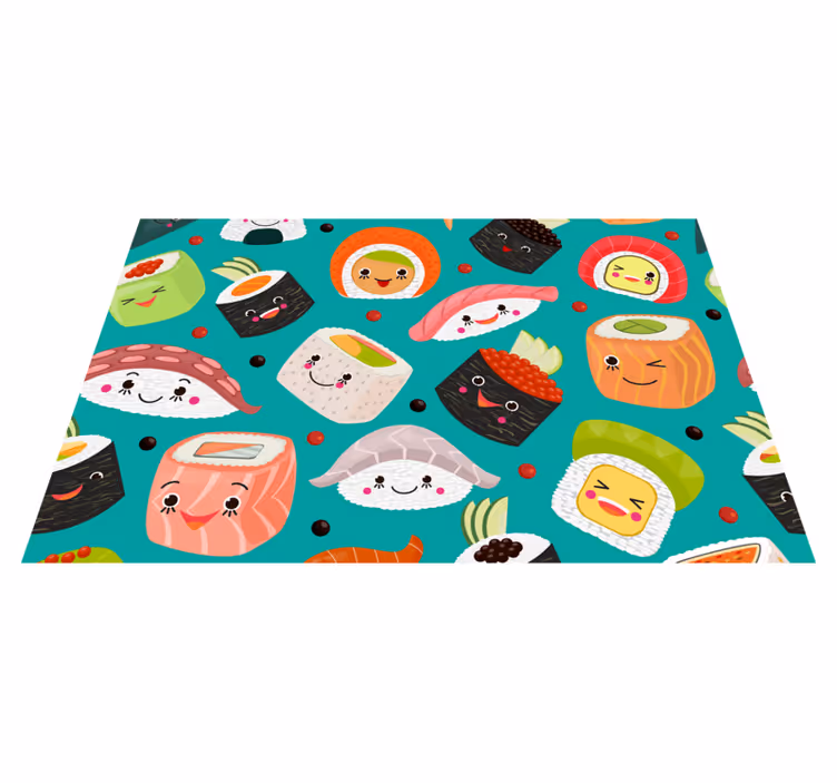 Individual de mesa infantil personajes de sushi adorables - TenVinilo