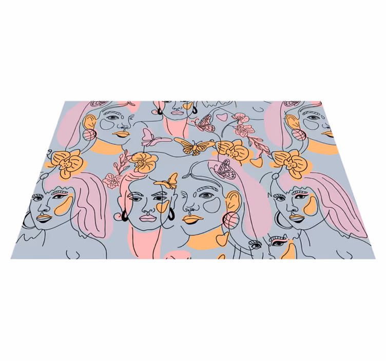 Individual original mesa patrón de caras estilizadas - TenVinilo