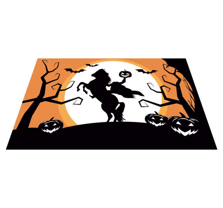 Individual mesa halloween caballo sosteniendo calabaza - TenVinilo