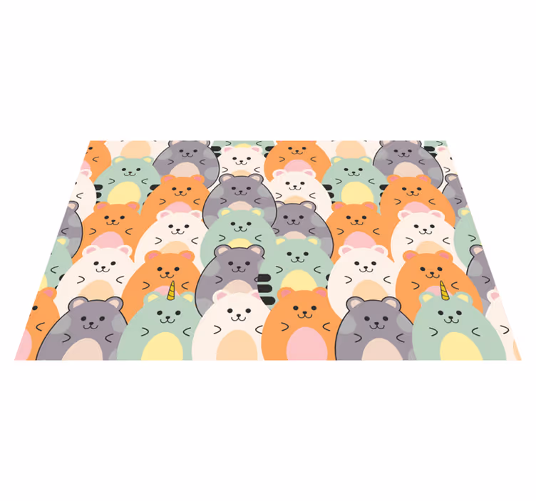 Individual de mesa infantil caras de animales adorables - TenVinilo