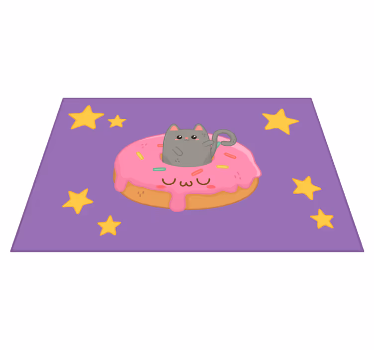 Individual de mesa infantil gato lindo con donut - TenVinilo