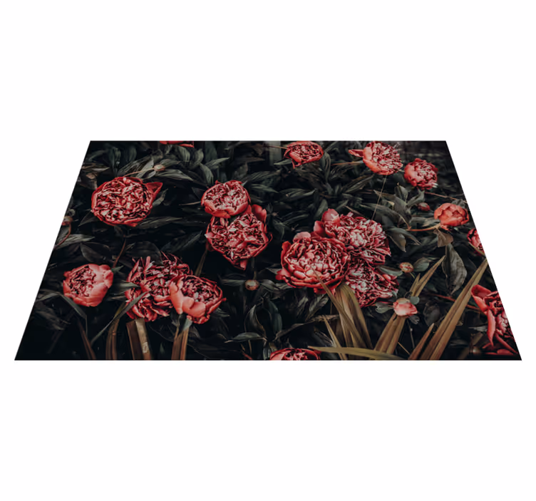 Individual mesa patrón exhibición floral vibrante - TenVinilo