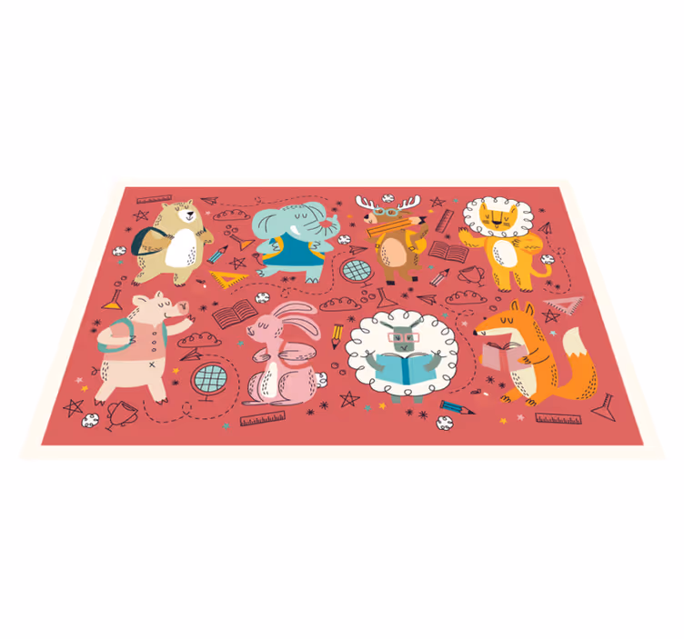 Individual de mesa infantil amigos animales coloridos - TenVinilo