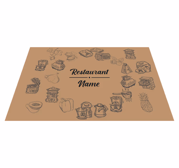 Mantel individual restaurante Nombre personalizable marrón con ve - TenVinilo