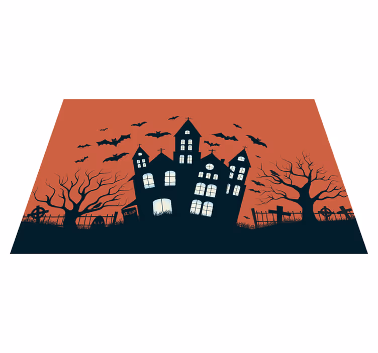Mantel individual Halloween Castillo estrellado con murciélagos v - TenVinilo