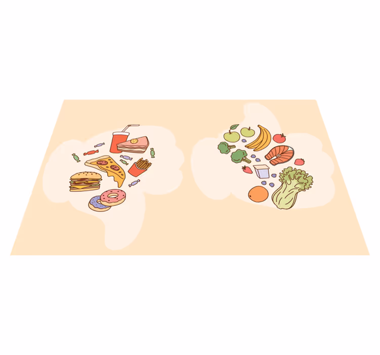 Individual de mesa infantil con elementos de comida - TenVinilo
