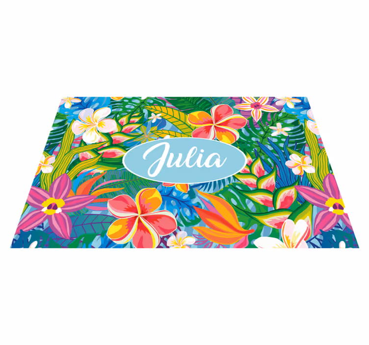 Individual mesa personalizable floral tropical personalizado - TenVinilo