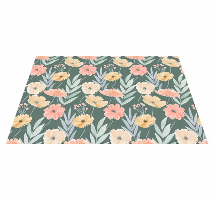 Individual original mesa patrón floral fondo verde - TenVinilo