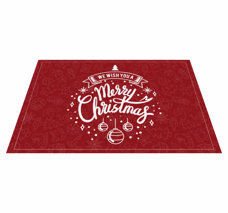 Individual de mesa navideño saludo festivo rojo - TenVinilo