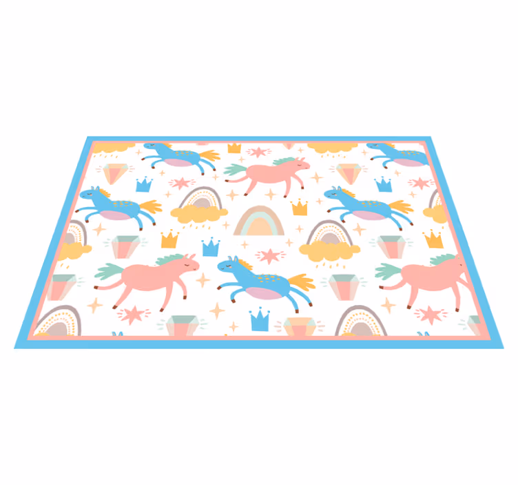 Individual de mesa infantil unicornios coloridos corriendo - TenVinilo