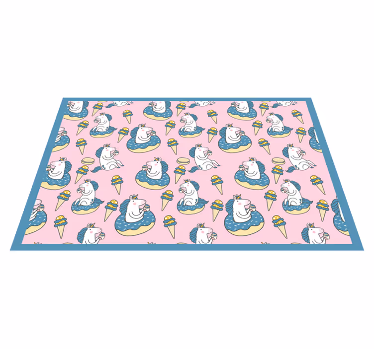 Individual de mesa infantil unicornios disfrutando helado - TenVinilo