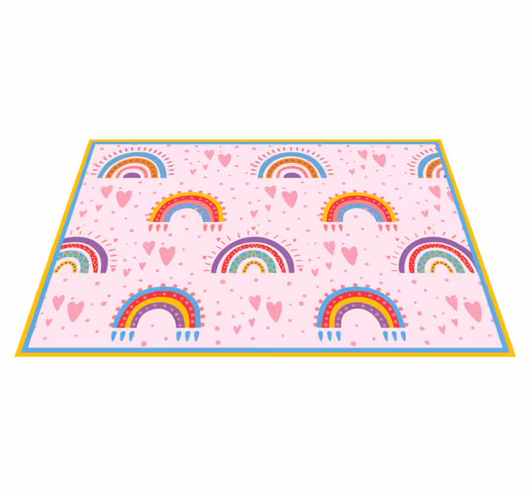 Mantel individual infantil Puntos rosados y arcoiris de colores - TenVinilo
