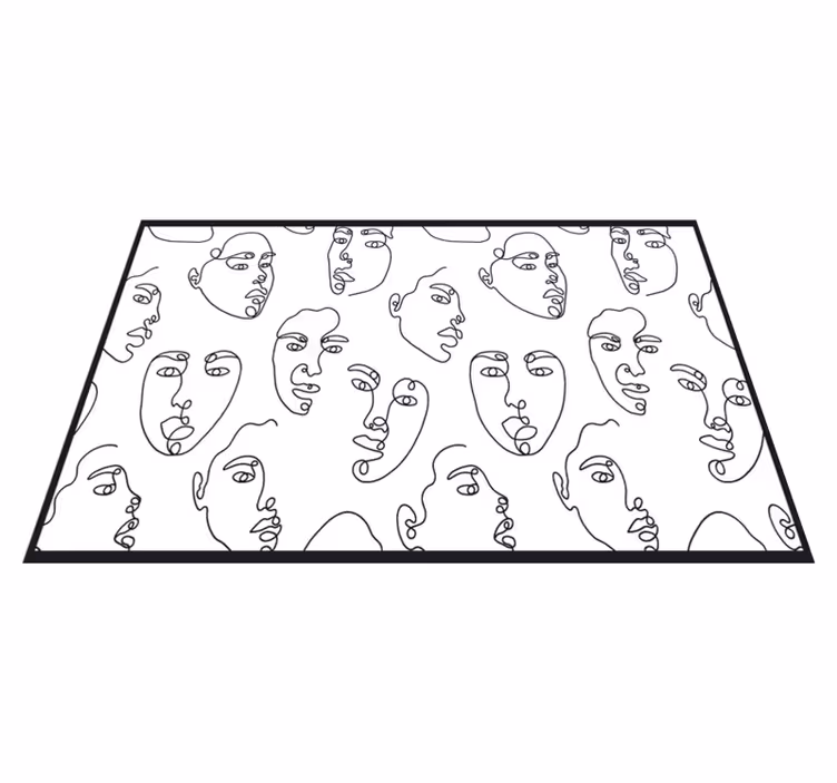 Individual mesa moderno dibujo lineal de rostro abstracto - TenVinilo