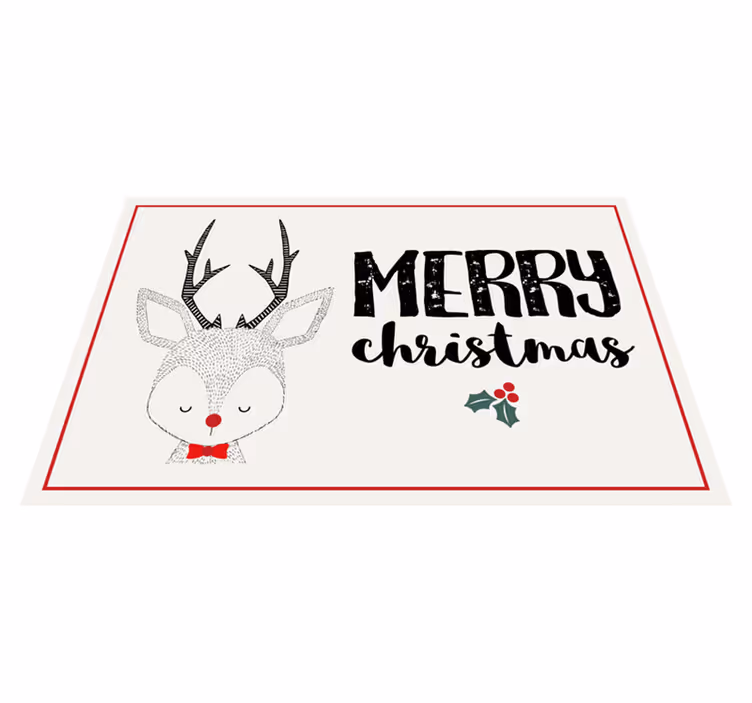 Individual de mesa navideño ilustración de reno alegre - TenVinilo