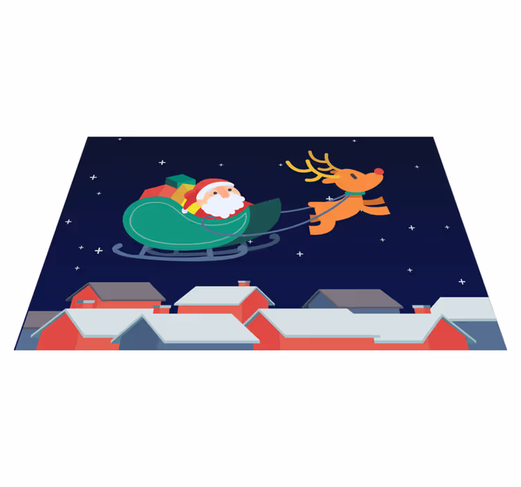 Mantel individual navideño Santa en su trineo con renos - TenVinilo