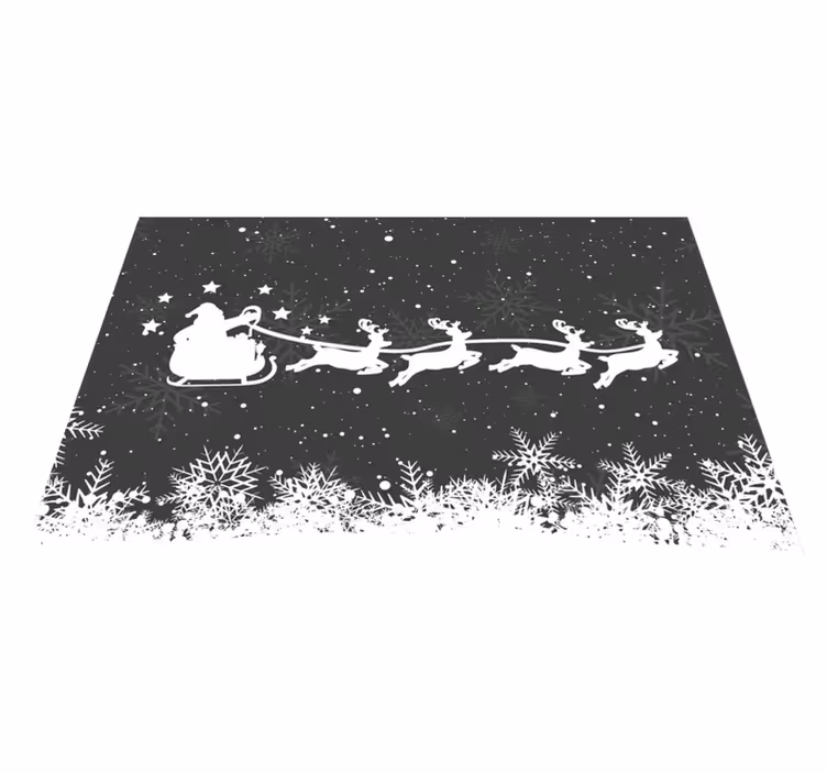 Mantel individual navideño Trineo de santa blanco y negro - TenVinilo