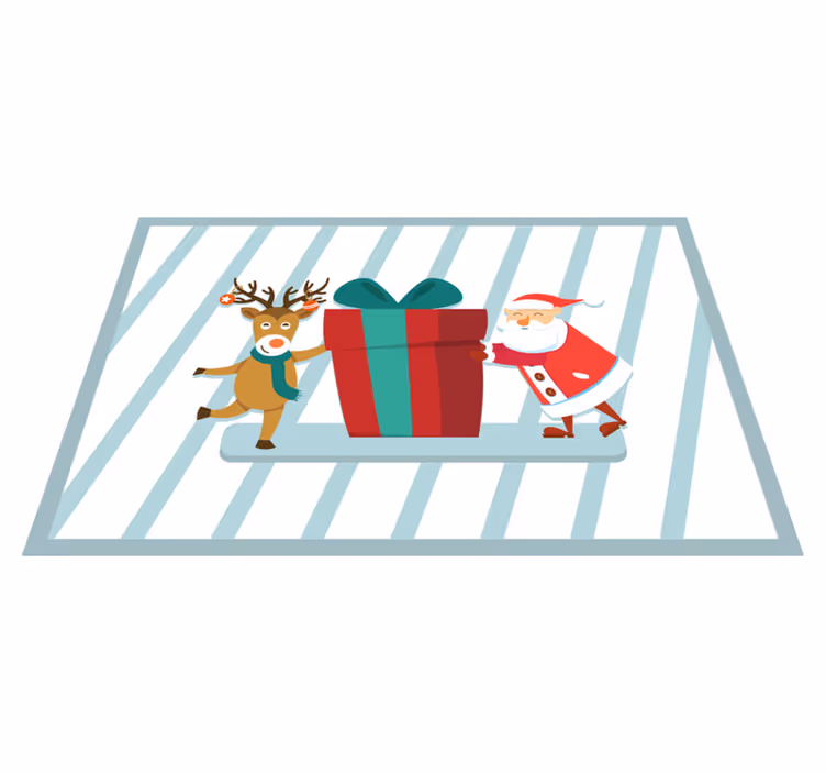 Individual de mesa navideño regalo de santa y reno - TenVinilo