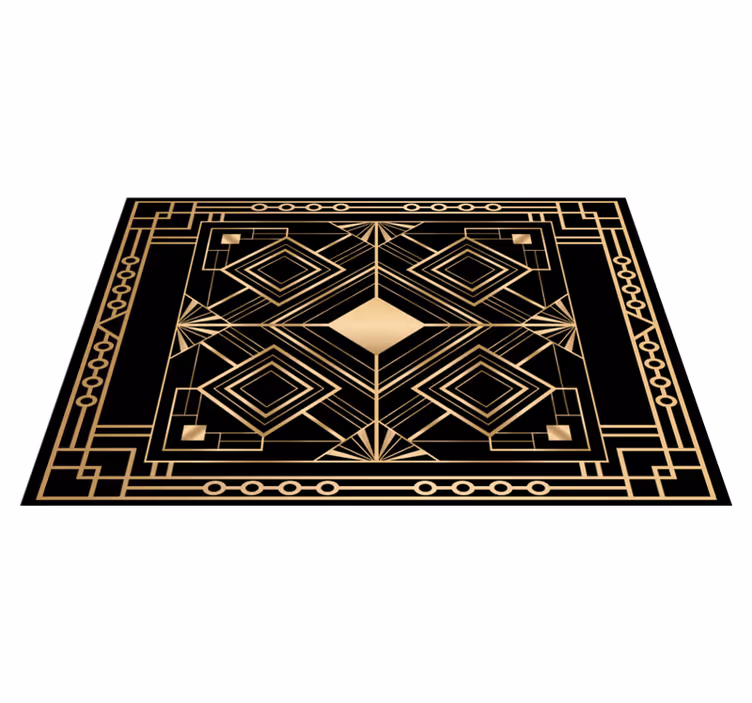 Mantel individual elegante Arte moderno deco negro y dorado. - TenVinilo