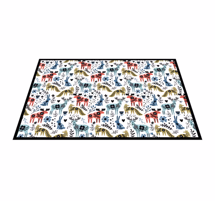 Individual de mesa infantil patrón de animales juguetones - TenVinilo