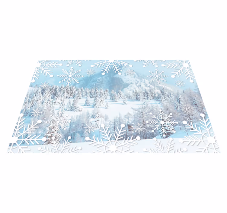 Individual de mesa navideño escena invernal de copos - TenVinilo