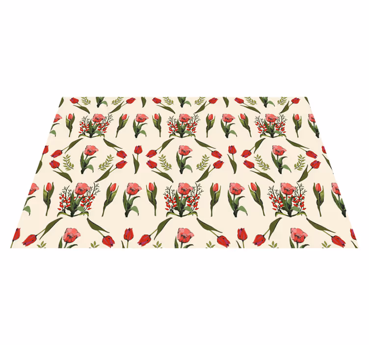 Individual original mesa cuenco rojo floral - TenVinilo