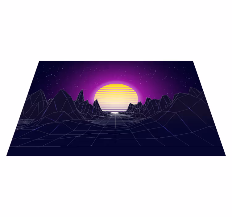 Individual mesa moderno paisaje geométrico al atardecer - TenVinilo