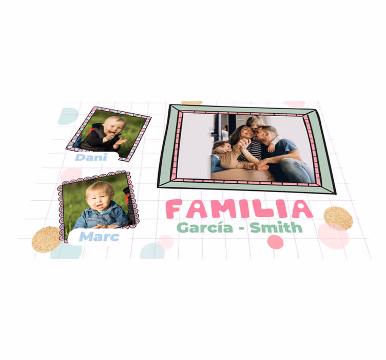 Mantel individual personalizable "Marcos de la familia con nombre - TenVinilo