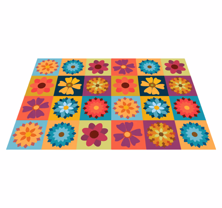 Individual mesa moderno azulejos de flores de colores - TenVinilo