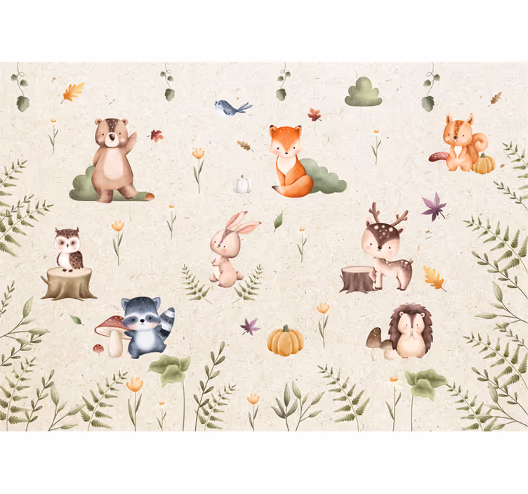 Mural para bebé animales de cuentos de hadas - TenVinilo