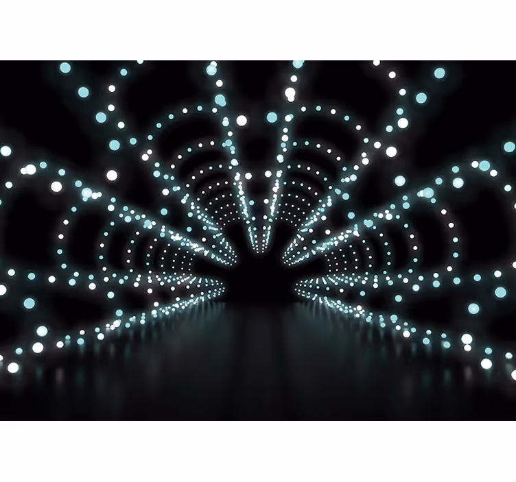 Fotomural 3D túnel de puntos blancos - TenVinilo