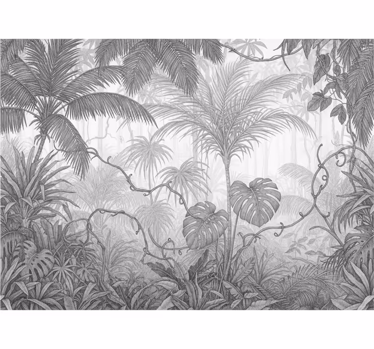 Mural de selva paisaje danzante de nubes - TenVinilo