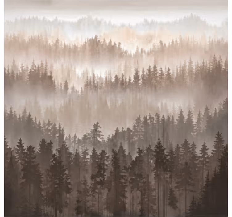 Mural de paisajes capas de bosque en madera - TenVinilo
