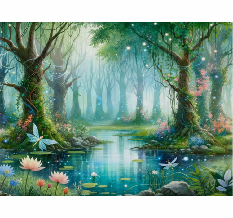 Mural de bosque hadas de ensueño - TenVinilo