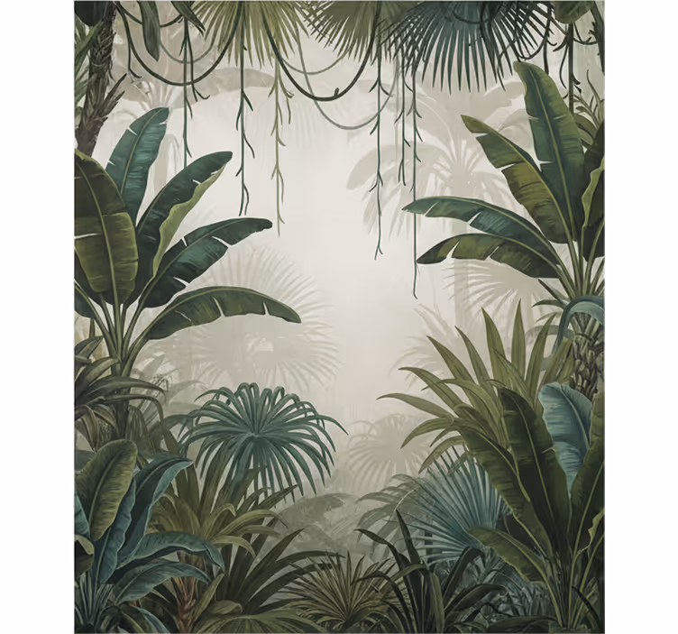 Mural de bosque retiro de jungla retro - TenVinilo