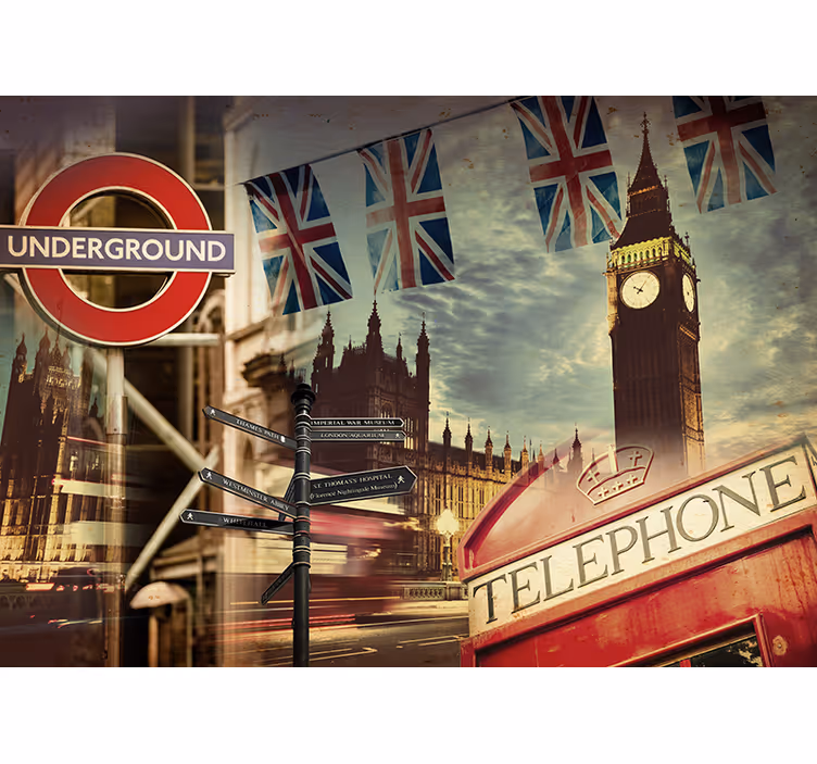 Mural de Londres collage de londres - TenVinilo
