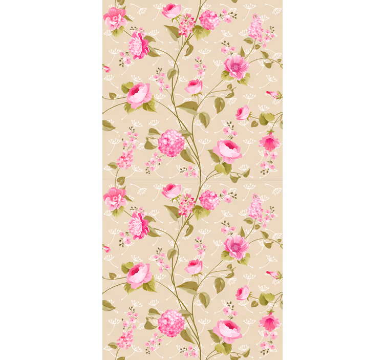 Mural baño estampado de flores vintage - TenVinilo