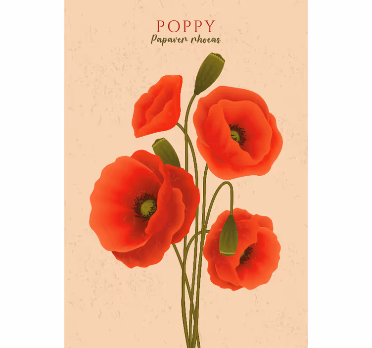 Papel mural beige amapolas - TenVinilo