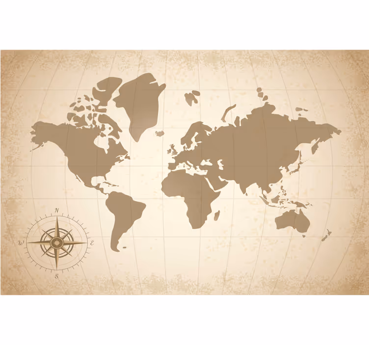 Papel mural beige mapa mundial vintage antiguo - TenVinilo