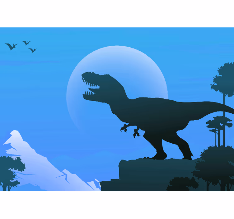 Papel mural azul t-rex enfadado rugiendo - TenVinilo