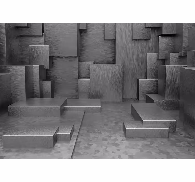 Papel mural gris bloques abstractos geométricos - TenVinilo